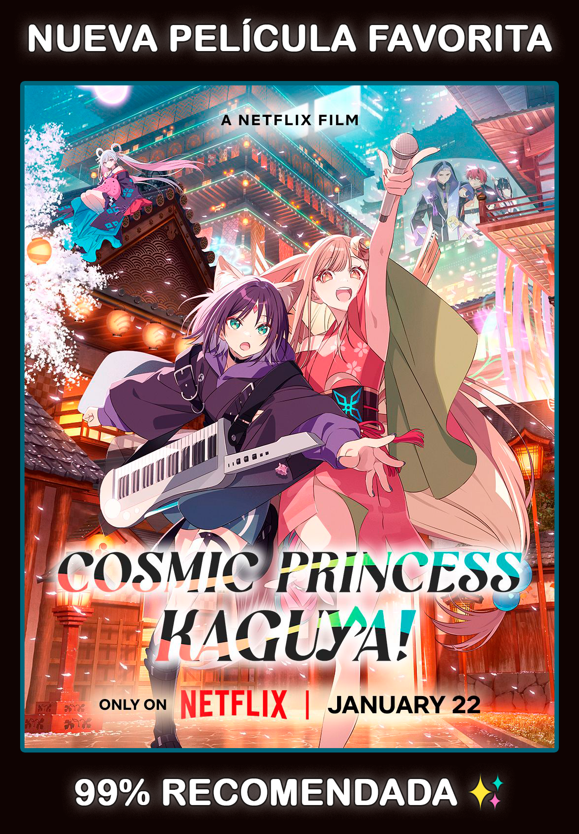Portada de la película Princesa Kaguya del Cosmos! en inglés.